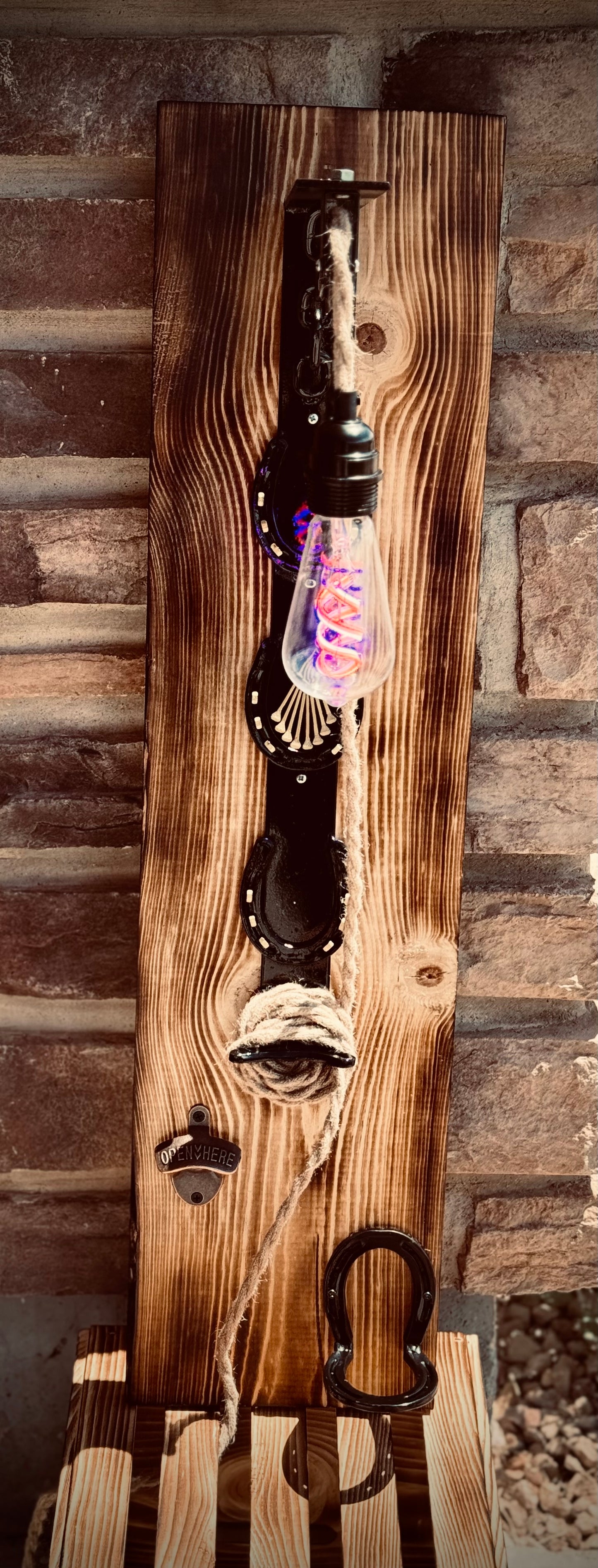 Hand Crafted Wooden Pulley Lamp