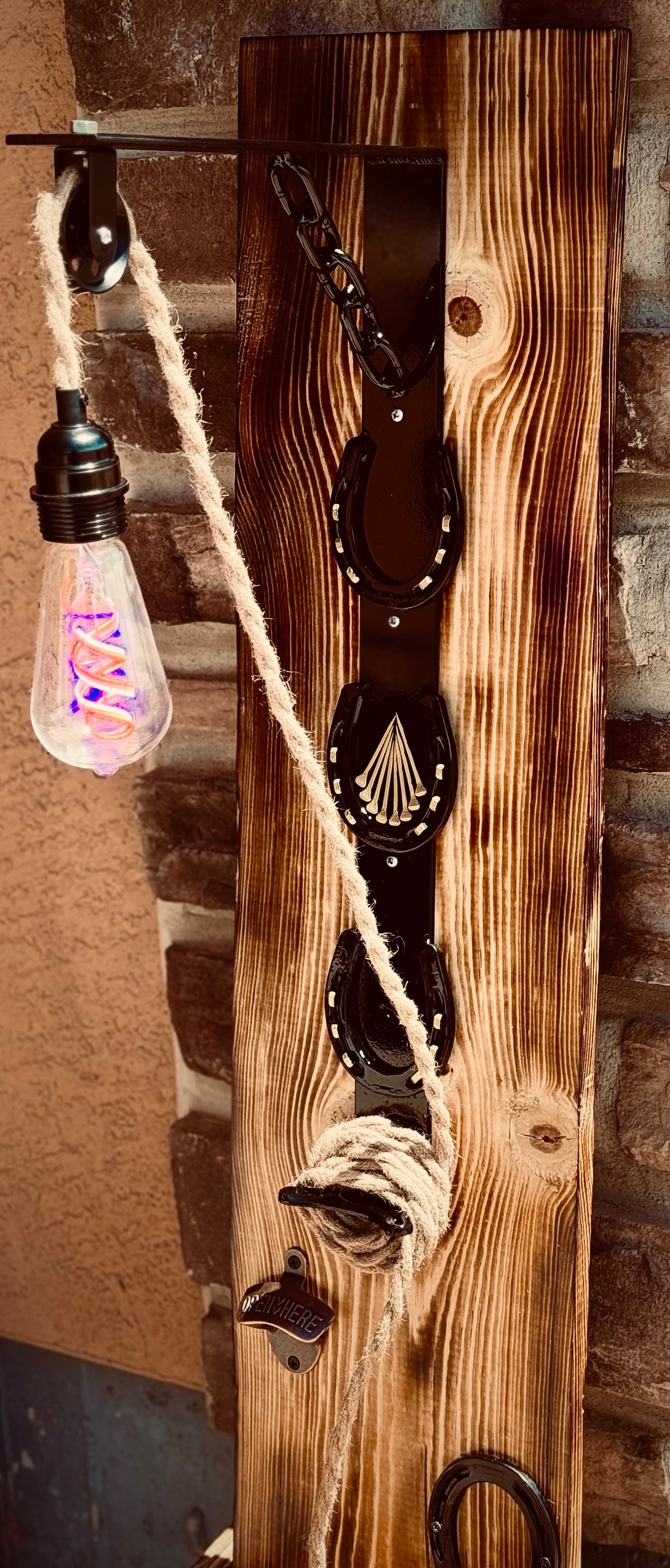 Hand Crafted Wooden Pulley Lamp