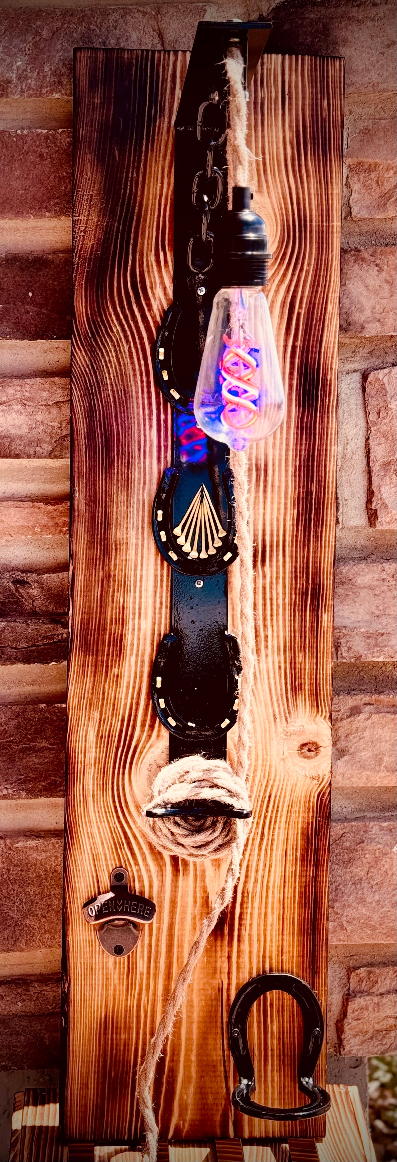 Hand Crafted Wooden Pulley Lamp