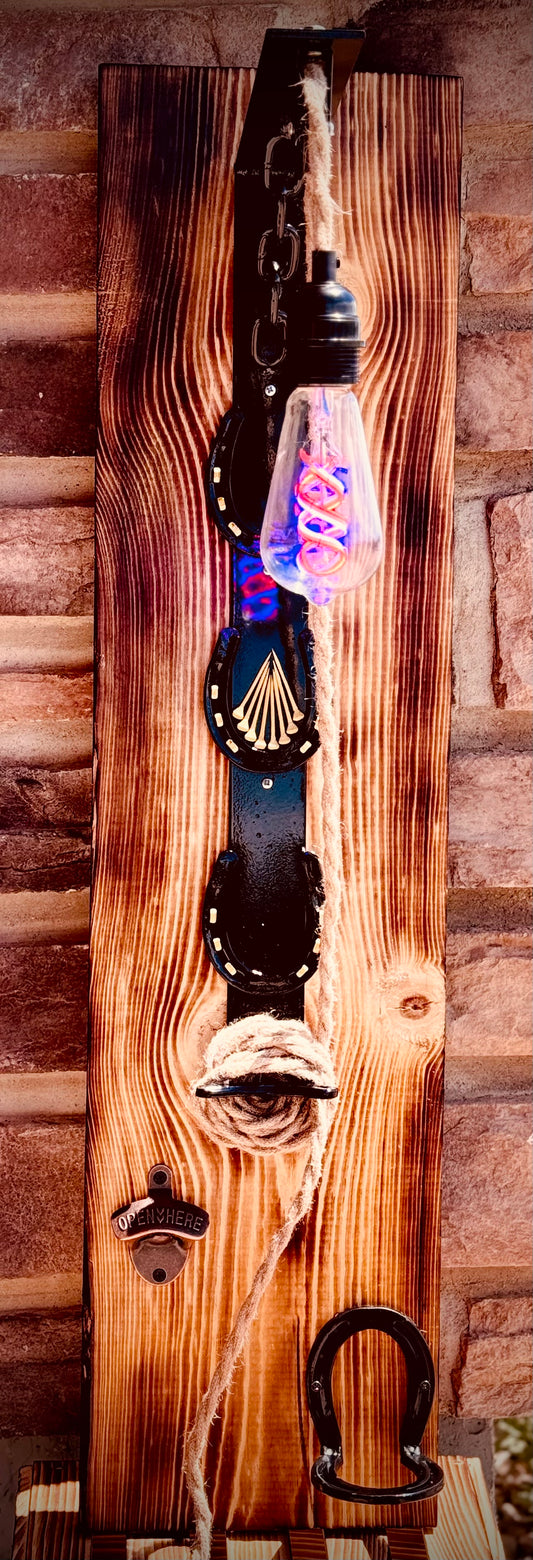 Hand Crafted Wooden Pulley Lamp